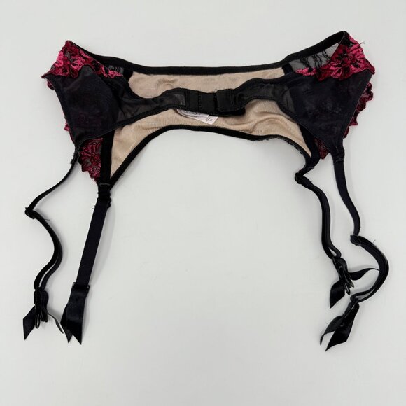 Vintage 2000 Y2K Magenta Noir Sheer Floral Garter Set 34C - Picture 5 of 13